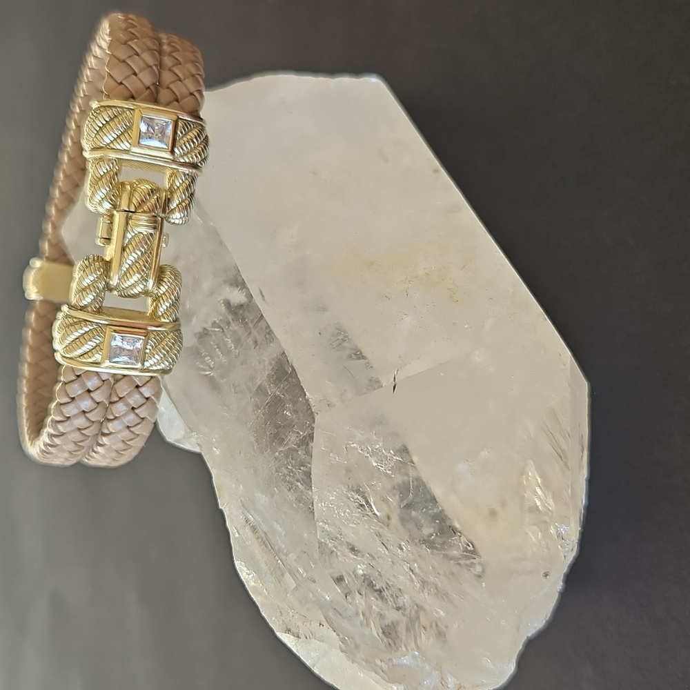 Judith Ripka Woven Gold And Tan Bracelet